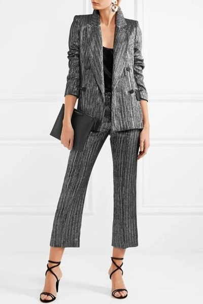 Shop Isabel Marant Denel Double-breasted Textured-lamé Blazer In Silver