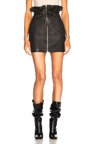 Shop Iro Hexim Leather Skirt In Black