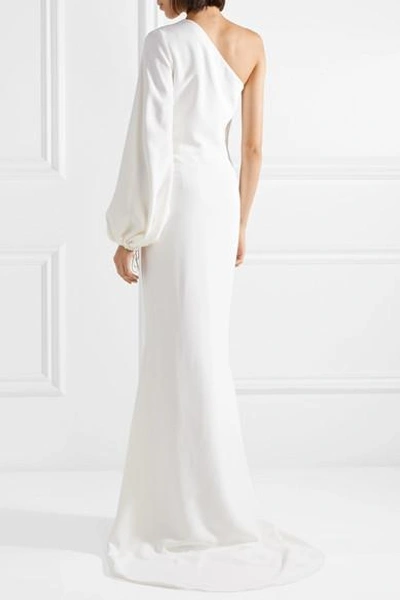 Shop Stella Mccartney One-shoulder Stretch-cady Gown In White