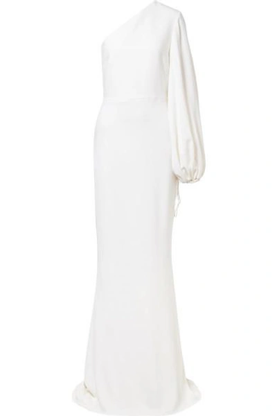Shop Stella Mccartney One-shoulder Stretch-cady Gown In White