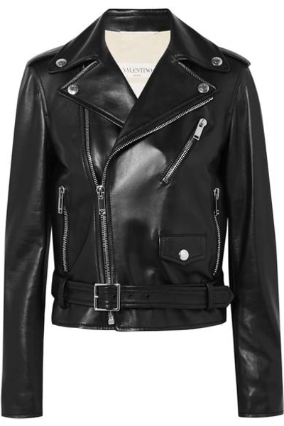 Shop Valentino The Rockstud Leather Biker Jacket
