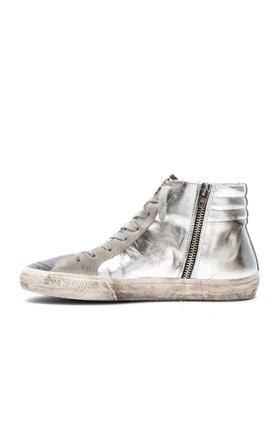 Shop Golden Goose Slide Sneakers In Metallic Silver