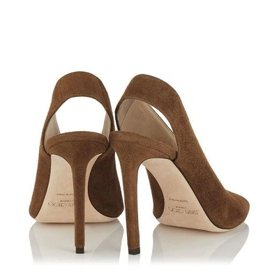 Shop Jimmy Choo Shar 85 Cacao Suede Sandal Booties
