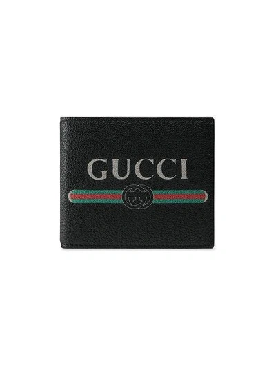 Shop Gucci Print Leather Coin Wallet In Black