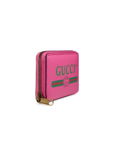 Shop Gucci Print Leather Card Case In Pink