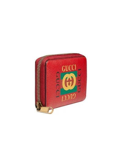 Shop Gucci Print Leather Card Case In Red