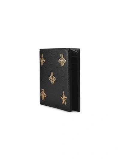 Shop Gucci Bee Star Leather Bi-fold Wallet In Black