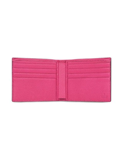 Shop Gucci Print Leather Bi-fold Wallet In Pink