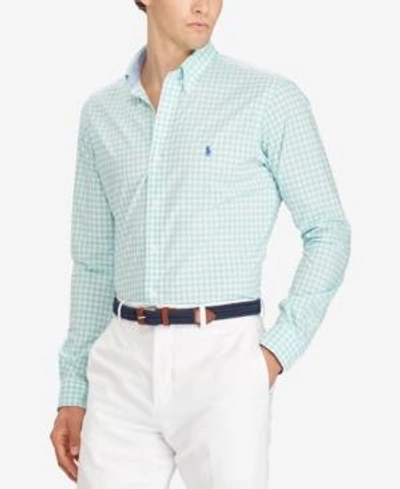 Shop Polo Ralph Lauren Men's Standard-fit Shirt In Bayside Green/white