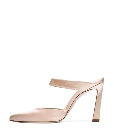 Shop Stuart Weitzman The Eventually Mule In Blush Light Beige Silk Satin