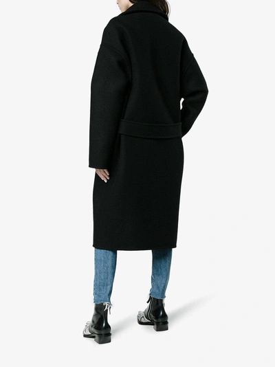 Shop Saint Laurent Double Breasted Wool Coat In Black