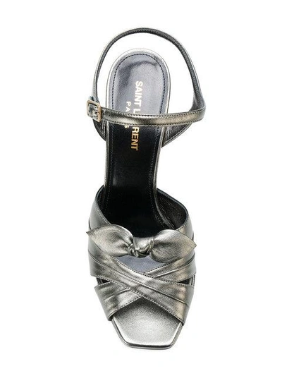 Shop Saint Laurent Farrah Bow Sandals In Grey