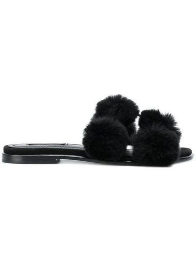 Shop Alexander Wang Rabbit Fur Sandals In Black