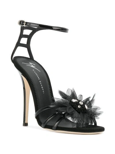 Shop Giuseppe Zanotti Jewelled Corsage Sandals In Black