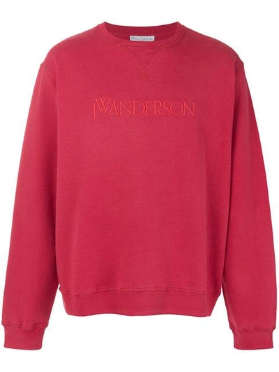 Shop Jw Anderson Embroidered Logo Sweatshirt In Red