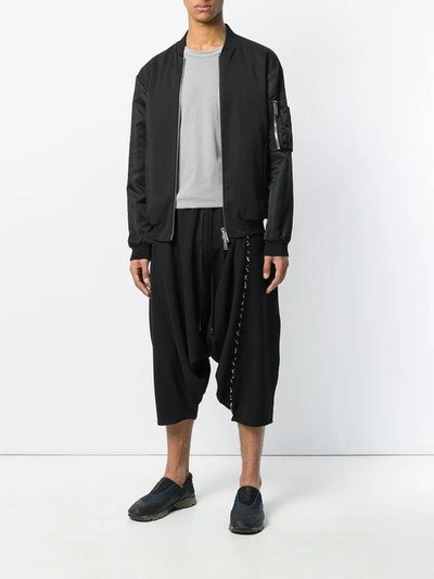 Shop Alchemy Cropped Drawstring Trousers In Black