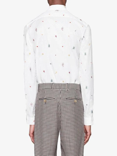 Shop Gucci Symbols Oxford Cotton Duke Shirt In White