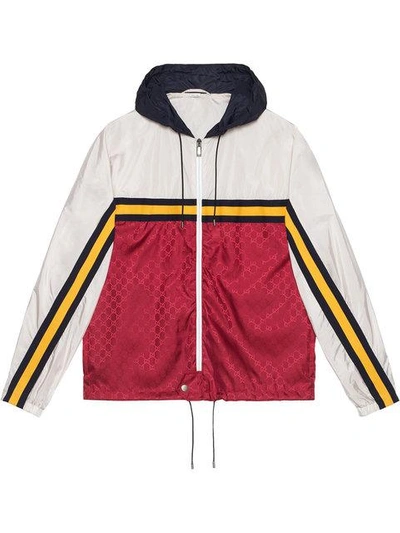 Shop Gucci Nylon Jacket With "guccy" In 4588 Rosso