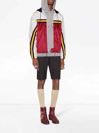 Shop Gucci Nylon Jacket With "guccy" In 4588 Rosso