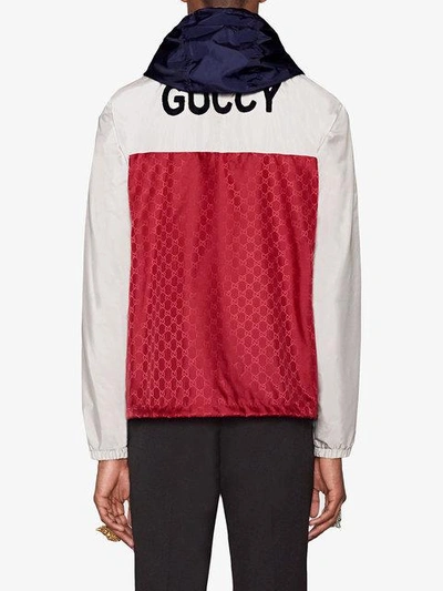 Shop Gucci Nylon Jacket With "guccy" In 4588 Rosso