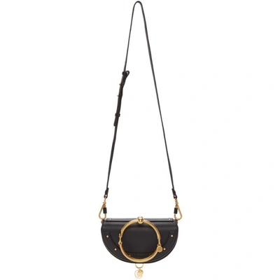 Chloé Nile Bracelet Mini Textured-leather Shoulder Bag In Black