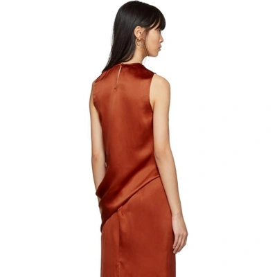 Shop Sies Marjan Orange Silk Lysa Asymmetric Tank Top In Rust