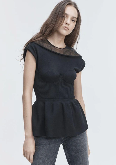 Shop Alexander Wang Peplum Tank With Molded Cups In Black
