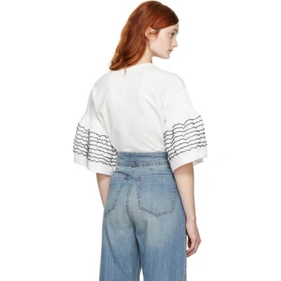 Shop See By Chloé See By Chloe Off-white Ruffle Sleeve T-shirt In Nr104 White