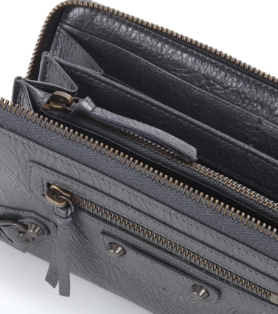 Shop Balenciaga Classic Continental Zip Around Leather Wallet In Grey