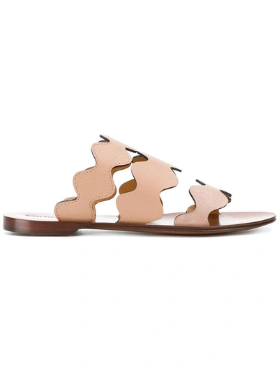 Shop Chloé Lauren Flat Sandals - Neutrals