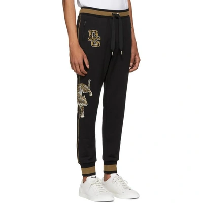 Shop Dolce & Gabbana Dolce And Gabbana Black And Brown Embroidered Lounge Pants In N000 Black