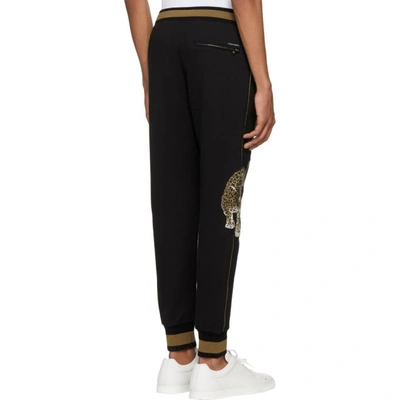 Shop Dolce & Gabbana Dolce And Gabbana Black And Brown Embroidered Lounge Pants In N000 Black