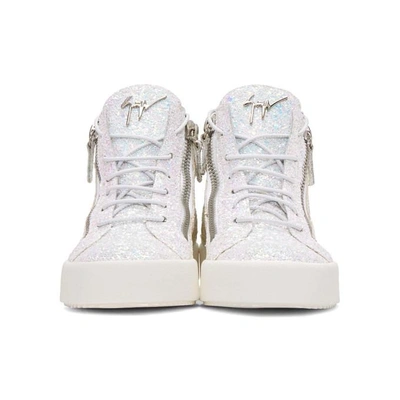 Shop Giuseppe Zanotti White Glitter May London High-top Sneakers