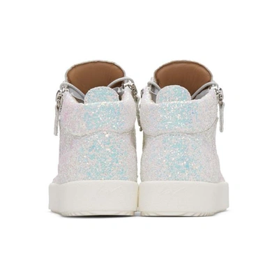 Shop Giuseppe Zanotti White Glitter May London High-top Sneakers