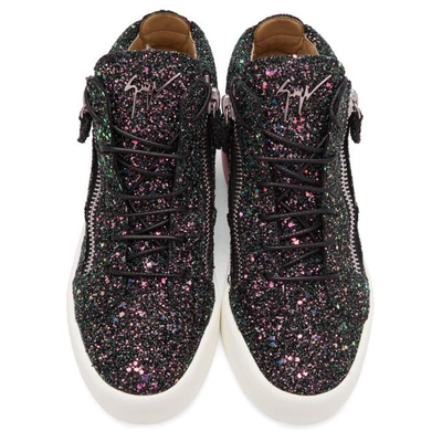 Shop Giuseppe Zanotti Black Glitter May London High-top Sneakers In Barbie Glit
