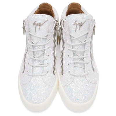 Shop Giuseppe Zanotti White Glitter May London High-top Sneakers