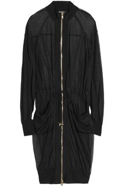 Shop Balmain Grosgrain-trimmed Knitted Jacket In Black