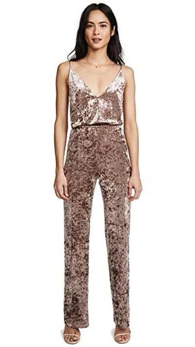 Shop Bb Dakota Cassandra Velvet Jumpsuit In Antique Rose