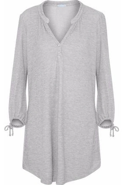 Shop Eberjey Woman Waffle-knit Nightshirt Light Gray