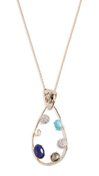 Shop Alexis Bittar Multi Stone Teardrop Pendant Necklace In Gold/ruthenium