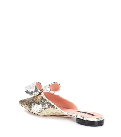 Shop Rochas Sequinned Slippers In Gold