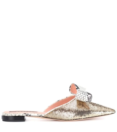 Shop Rochas Sequinned Slippers In Gold