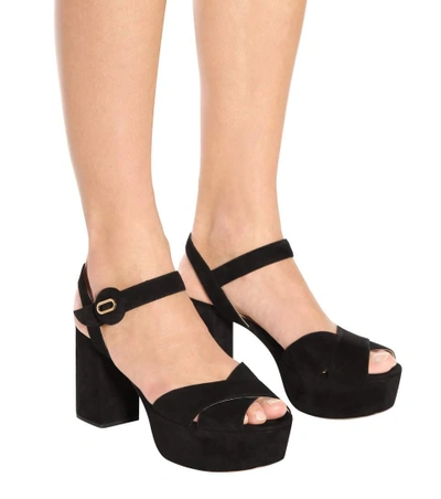 Shop Prada Suede Plateau Sandals