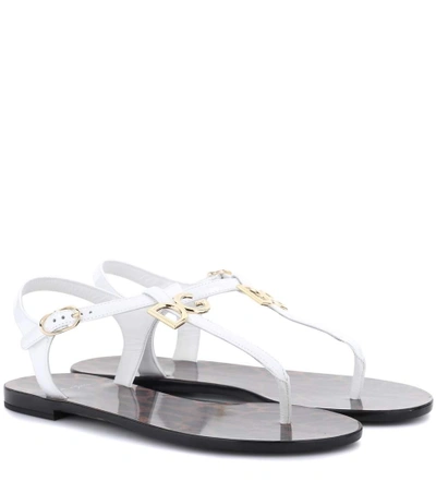 Shop Dolce & Gabbana Patent Leather Sandals In White