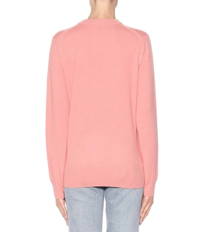 Shop Acne Studios Nalon S Face Wool Sweater In Pink