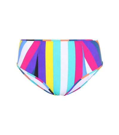 Shop Diane Von Furstenberg Striped High-waisted Bikini Bottoms In Multicoloured