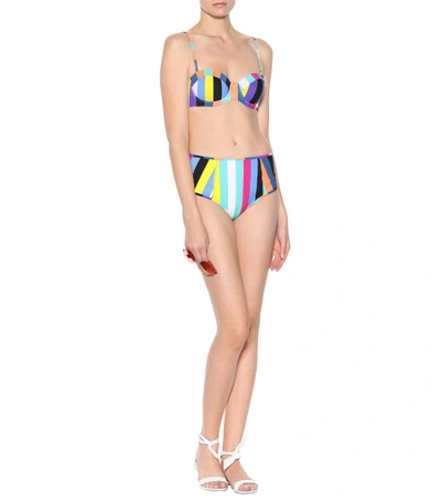 Shop Diane Von Furstenberg Striped High-waisted Bikini Bottoms In Multicoloured