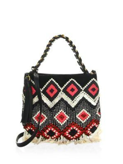 Shop Tory Burch Small Brooke Embellished Hobo In Black