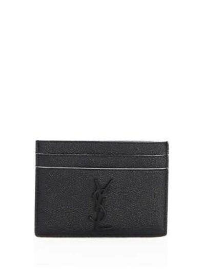 Shop Saint Laurent Monogramme Leather Card Holder In Black