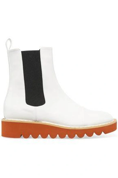Shop Stella Mccartney Faux Patent-leather Chelsea Boots In White